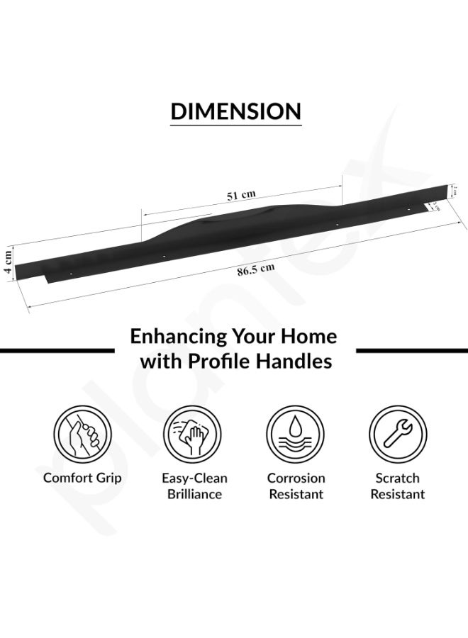 Plantex Profile Handle for Kitchen Cabinet/34 Inch Aluminium Drawer Profile Handle/Wardrobe Pull Handle for Home/Office/Hotel - Pack of 3 (Black) - Image 2