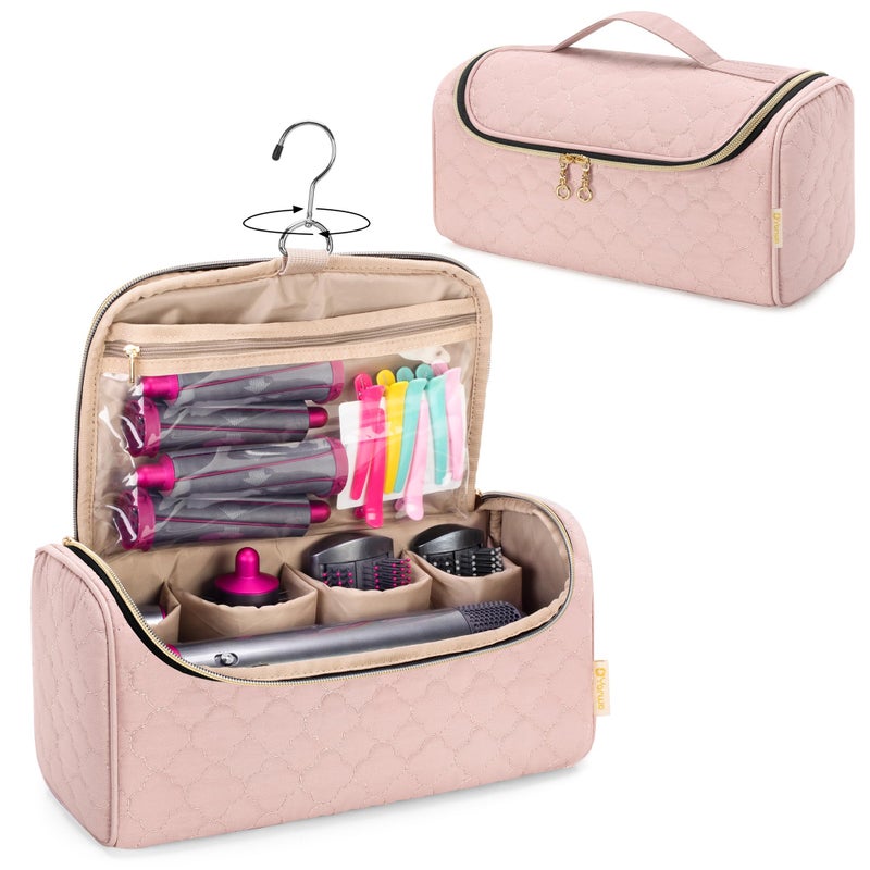 Yarwo Travel Case Compatible for Dyson Airwrap Complete Styler All Models and Attachments, Portable Storage Bag with Hanging Hook for Hair Curler Accessories, Pale Mauve (Patent Design) - Image 1
