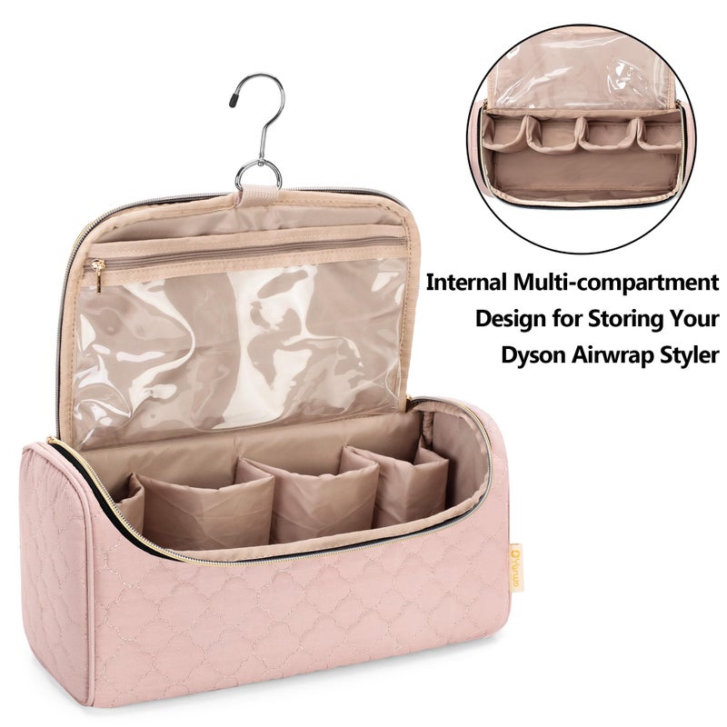 Yarwo Travel Case Compatible for Dyson Airwrap Complete Styler All Models and Attachments, Portable Storage Bag with Hanging Hook for Hair Curler Accessories, Pale Mauve (Patent Design) - Image 5