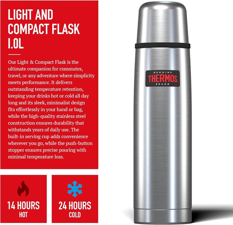 THERMOS Stainless Steel Vacuum Insulated Flask 1000 ML - FBB-1000SBK - Image 2