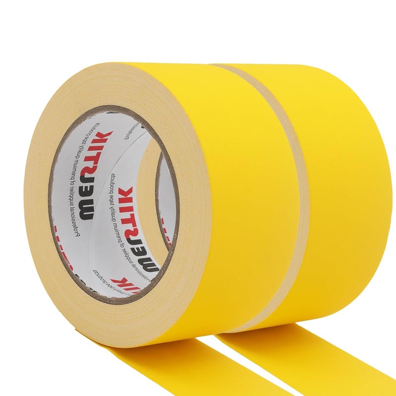 WELSTIK شريط جافير WELSTIK عبوة مزدوجة باللون الأصفر، مقاس 2 بوصة × 33 ياردة - أطول بنسبة 10% - شريط أرضي جافير ثقيل بلمسة نهائية غير لامعة لمدارس السينما، إغلاق الصناديق، غير عاكس وسهل التمزيق - Image 1
