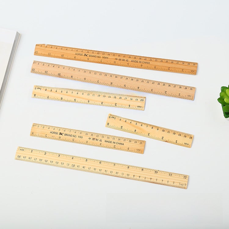 Generic Wholesale Wooden 15/20/30cm Ruler Dual Scale for Students Log natural color 