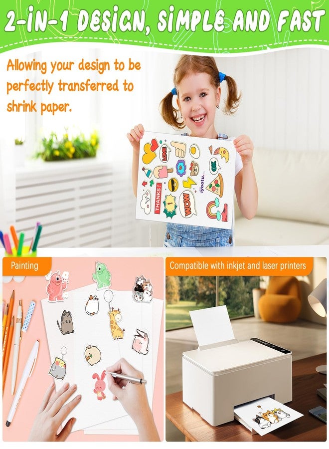 OFNMY 225PCS Printable Shrinky Dink Sheets Keychains Kit with 25 Printable Shrink Plastic Sheets and 200 Accessories for Inkjet Printer Kids DIY Crafts and Mothers Day Gifts Ornament 8.3x5.8in/21x14.8cm - Image 3
