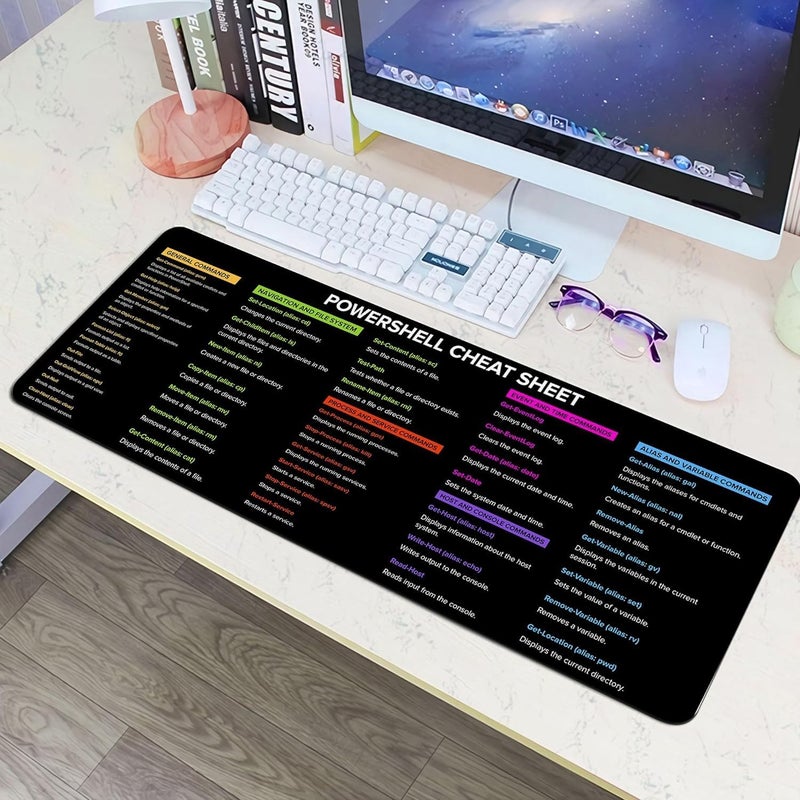 Designfullprint PowerSell Cheat Sheet, PowerShell for Beginners Mouse pad Gifts Home Office Decor| Gift Coworker | Quick Key, Large Anti-Slip Keyboard Pad Mouse Mat KMH - Image 5