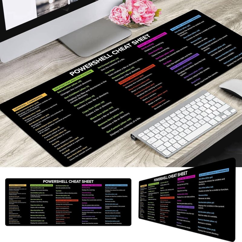 Designfullprint PowerSell Cheat Sheet, PowerShell for Beginners Mouse pad Gifts Home Office Decor| Gift Coworker | Quick Key, Large Anti-Slip Keyboard Pad Mouse Mat KMH - Image 2