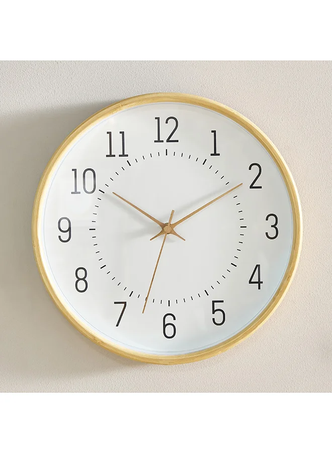 Home Box Espiri Bamboo Frame Wall Clock 31.7 x 31.7 x 5 cm