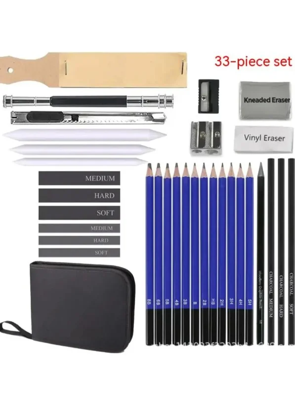 Hobi Market Art Hobby Market Art Charcoal Sketch Drawing Set with Bag 33 Pieces