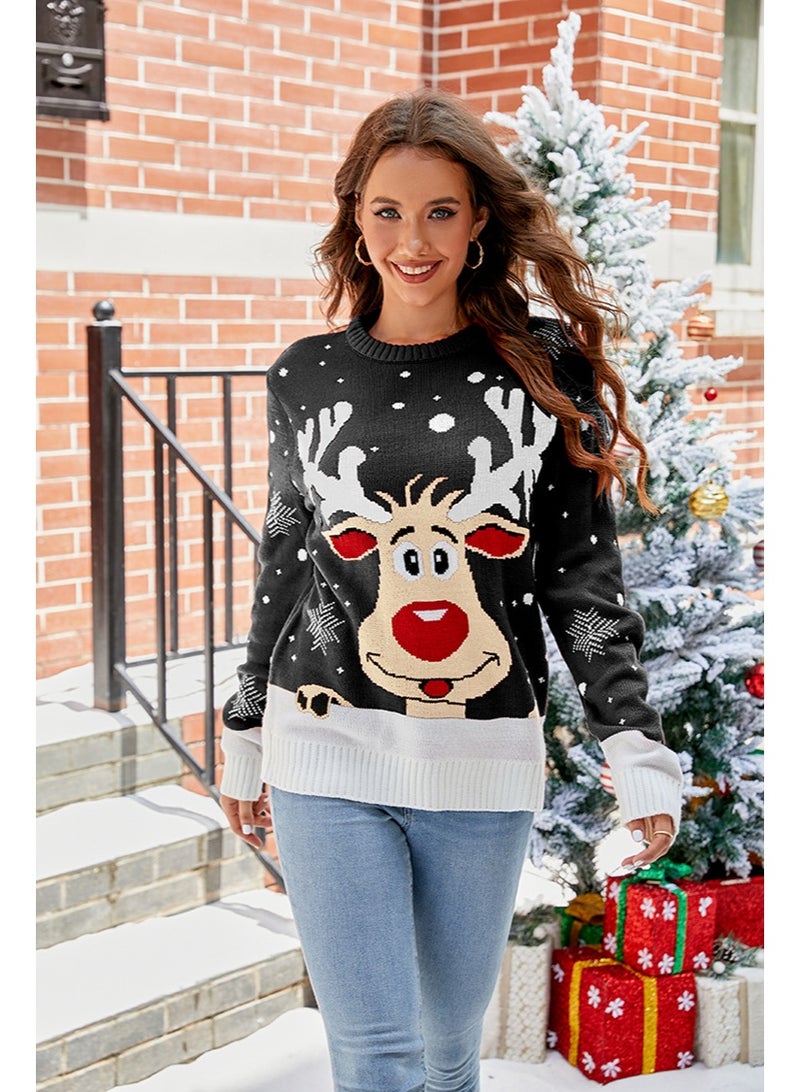 NIBEMINENT Jacquard Casual Pullover Christmas Sweater for Women – Cozy Lazy Style Autumn/Winter European-American Knit Top - Image 1