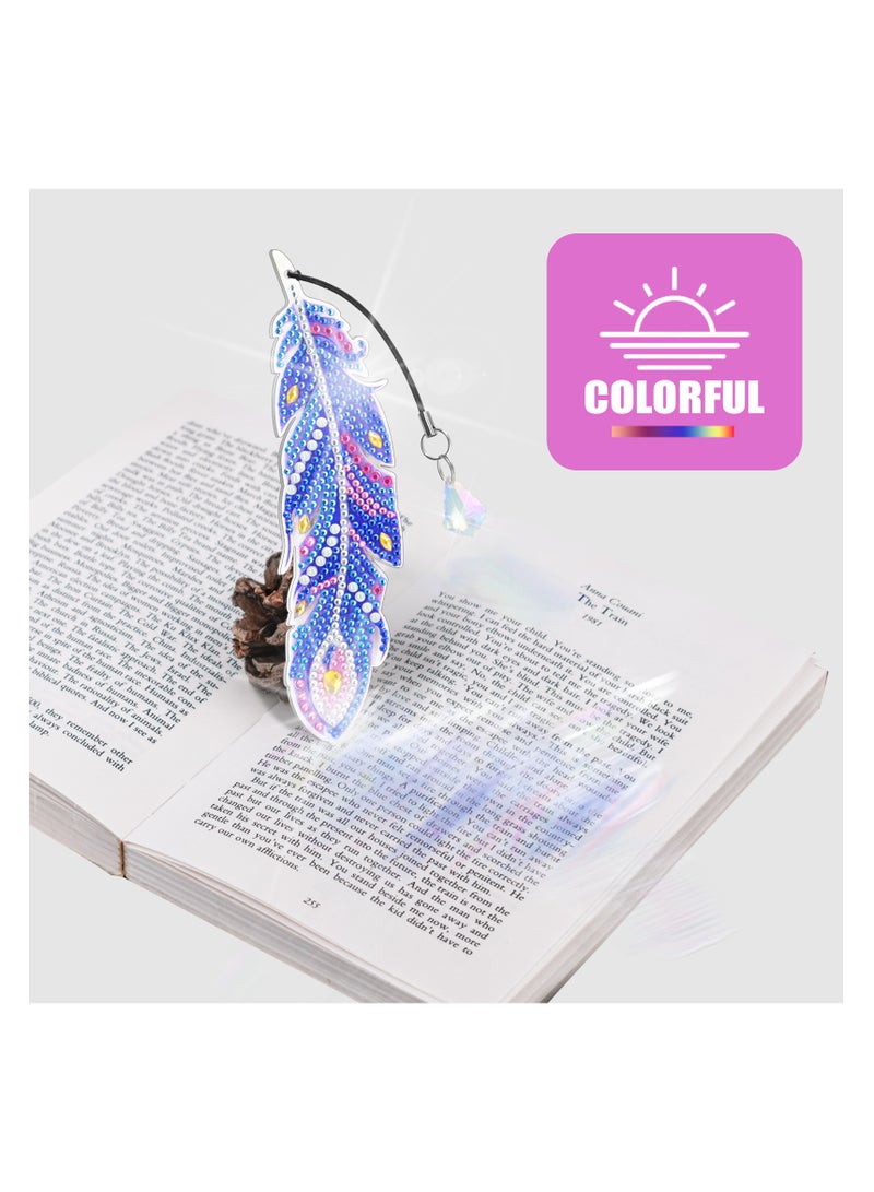 general 6Pcs Diamond Painting Kits for Kids Feather Bookmark Diamond Art Kits DIY Crystal Diamond Art for Kids, Enfants, Girls and Women Diamond Painting Bookmarks with Crystal Pendant (YQ089) - Image 4