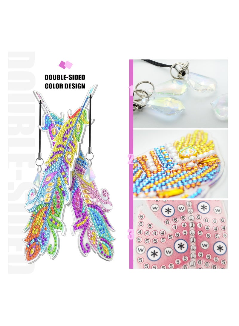general 6Pcs Diamond Painting Kits for Kids Feather Bookmark Diamond Art Kits DIY Crystal Diamond Art for Kids, Enfants, Girls and Women Diamond Painting Bookmarks with Crystal Pendant (YQ089) - Image 3