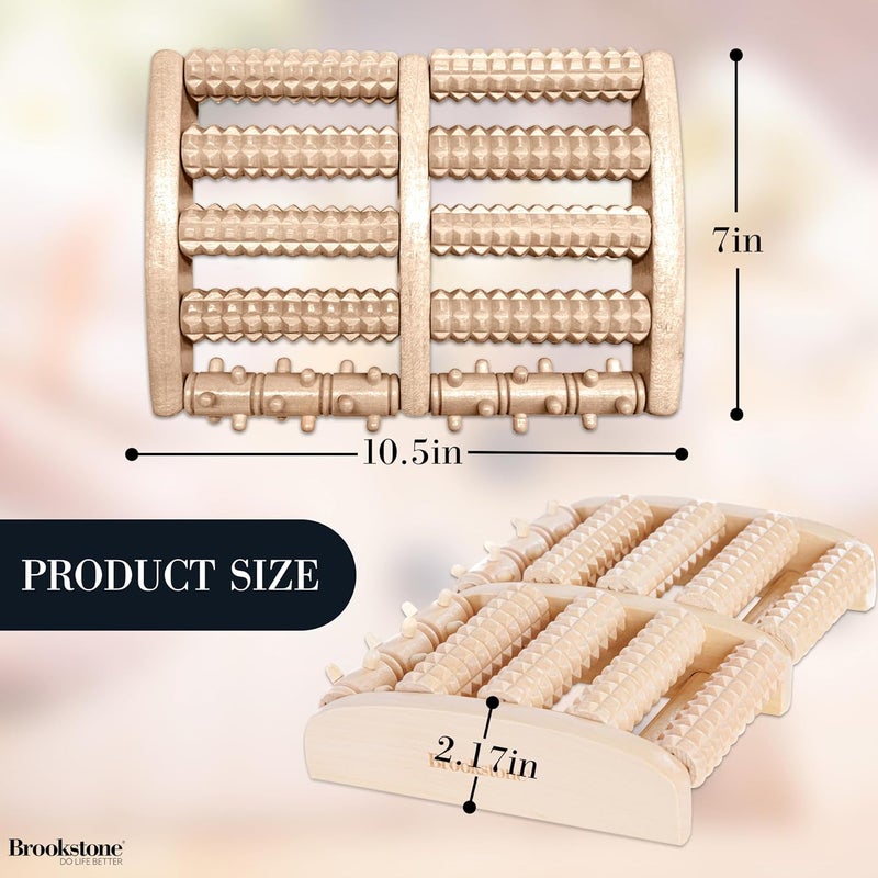 Brookstone Foot Roller Massager for Plantar Fasciitis Relief  Wooden Massage Roller for Foot Health  Stimulate Reflexes  Relieve Stress  Ideal Gift for Mom Dad Elderly - Image 4