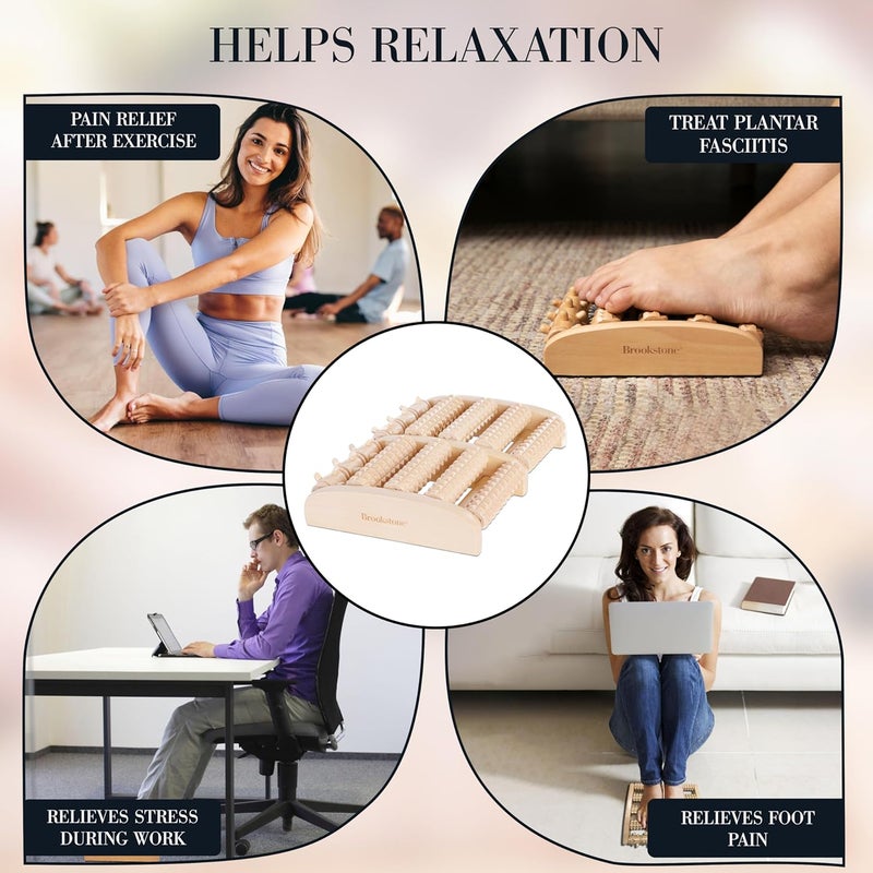 Brookstone Foot Roller Massager for Plantar Fasciitis Relief  Wooden Massage Roller for Foot Health  Stimulate Reflexes  Relieve Stress  Ideal Gift for Mom Dad Elderly - Image 3