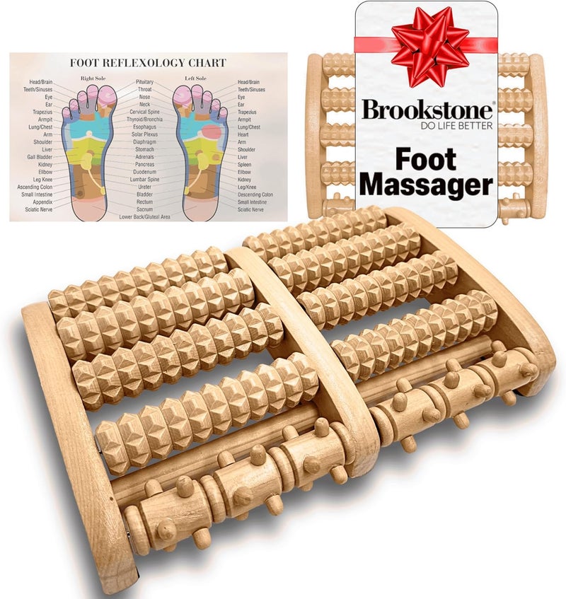 Brookstone Foot Roller Massager for Plantar Fasciitis Relief  Wooden Massage Roller for Foot Health  Stimulate Reflexes  Relieve Stress  Ideal Gift for Mom Dad Elderly - Image 1
