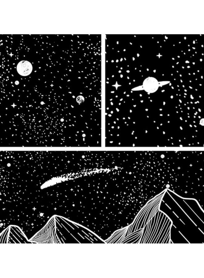 Today Idea Mountain Moon Tapestry Wall Hanging, Black and White Nature Starry Night Sky Stars Tapestry with Meteor and Galaxy Bedroom Home Wall Decor Printed Tapestry (50 Inch x 60 Inch) - Image 4