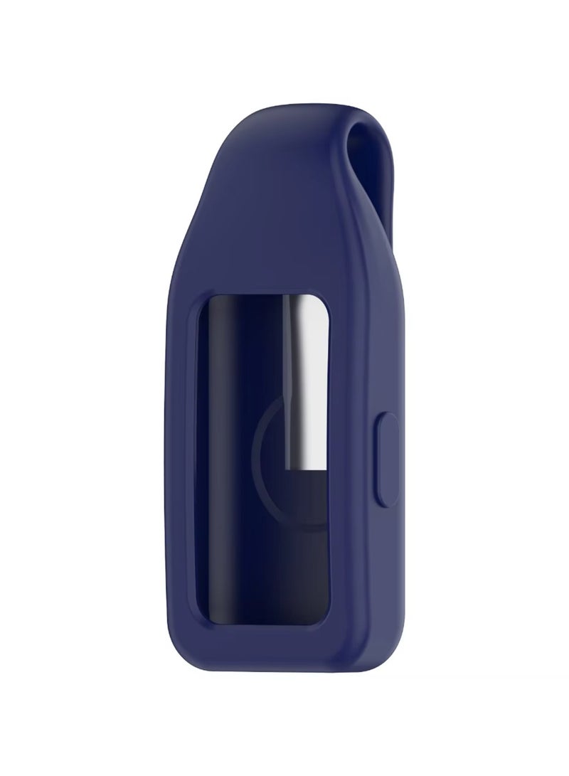 1pcs Steel Clip Silicone Case Replacement Anti-lost Buckle Holder Anti-Scratch Soft Protective Sleeve for Huawei Band 10 for Huawei Band 9 for Huawei Band 8 Smart Watch (Dark Blue) - Image 2