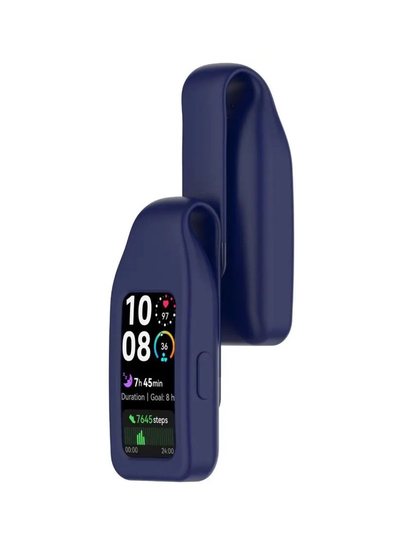 1pcs Steel Clip Silicone Case Replacement Anti-lost Buckle Holder Anti-Scratch Soft Protective Sleeve for Huawei Band 10 for Huawei Band 9 for Huawei Band 8 Smart Watch (Dark Blue) - Image 4