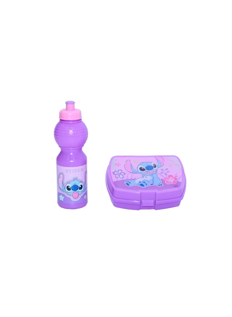 Disney Disney Stitch 3-Piece School Set – 14" Backbag pack, Lunch Box &amp; Water Bottle – Purple Cartoon Design for Kids-Non Trolley