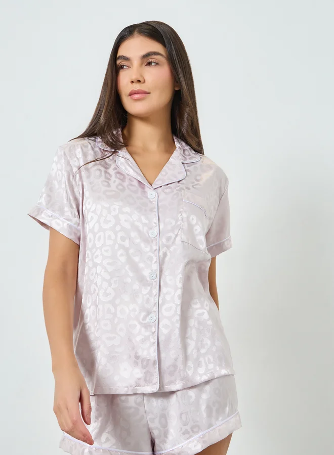 تايك تو مجموعة من شورت وبلوزة بطبعة فهد