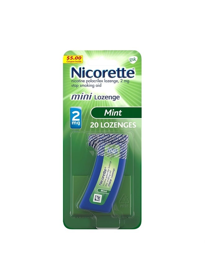 nicorette 2 mg Mini Nicotine Lozenges to Help Quit Smoking - Mint Flavor Stop Smoking Aid, 20 Count  - Image 1