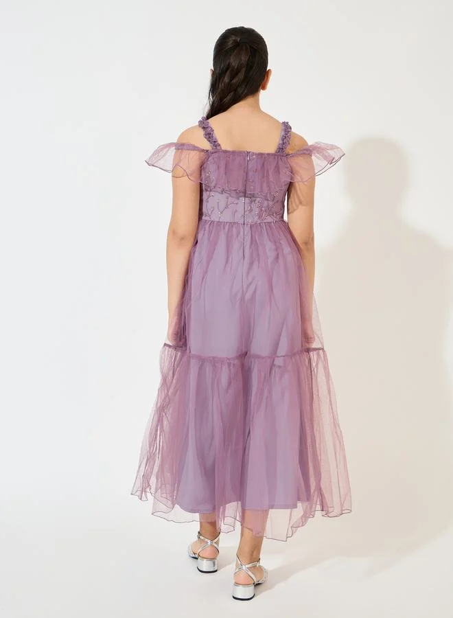 Styli Tiered Tulle Dress