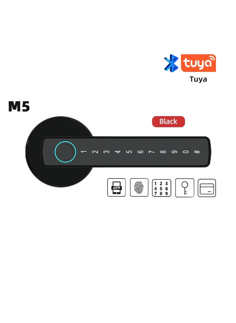 Smart Door Lock with Tuya APP Control and Multiple Unlock Methods - Compatible with Fingerprint, Password, Bluetooth, IC Card