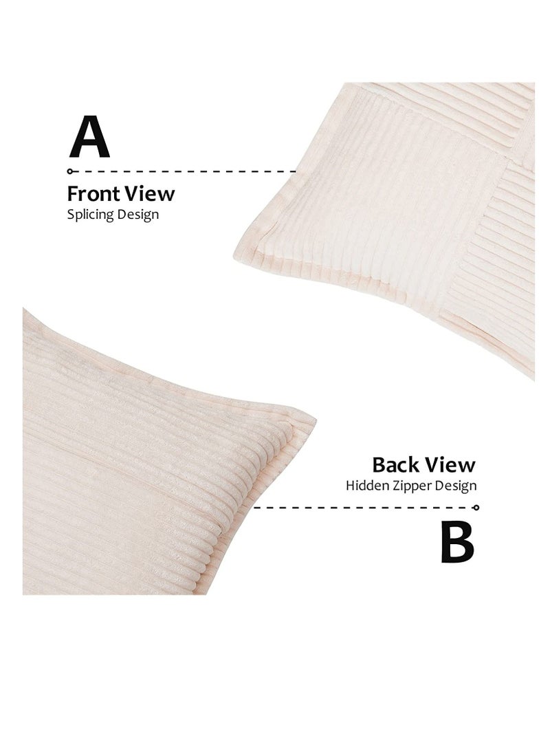SYOSI Cream Throw Pillows Covers 18x18 Set of 4 Corduroy Decorative Rustic Modern Farmhouse Pillow Cover Square Boho Cushion Case for Couch Sofa Bedroom Living Room No Pillow Insert  - Image 4
