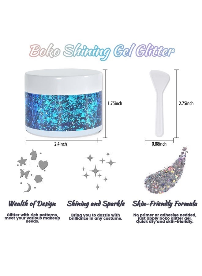 1.76oz Body Glitter Gel, Iridescent Liquid Chunky Glitter Lotion Mermaid Sequins for Face Hair and Body Makeup, Festival Clothing, Rave Accessories and Costume - Dance of Iris