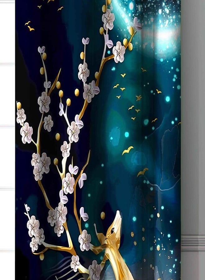 HomeBrew Teal Deer Curtain||7feet|| Set of 1pc|| Digital Print Door Curtain||Deer Print - Image 3