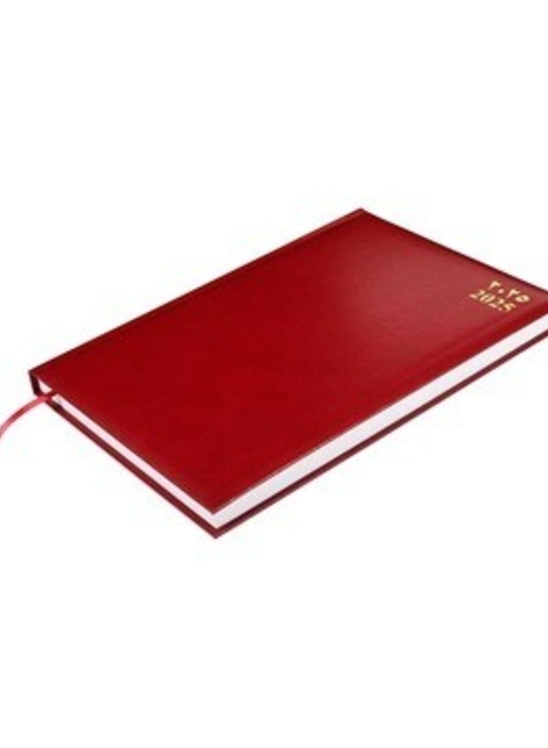 FIS® 2025 Diary, 1 Side Padded Vinyl Material, A4 Size(21x29.7cm), Arabic & English, Maroon Color-FSDI42AEN25MR