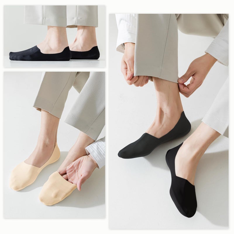 Caudblor Men Thin No Show Socks for Loafer, Invisible Low Cut Liners No See Non Slip Sock 6 Pairs - Image 5