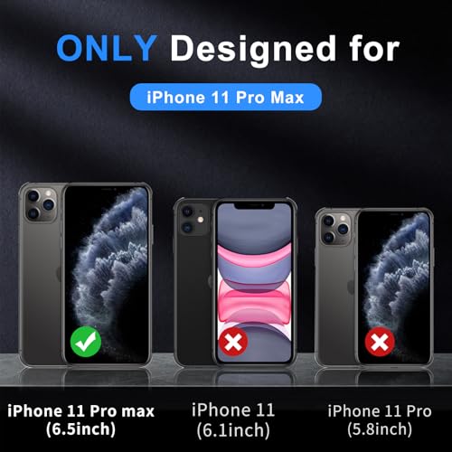 Teayoha for iPhone 11 Pro Max Case, Translucent Matte Back Compatible with Magsafe Magnetic Slim Shockproof Protective Case with Lanyard Strap Phone Cover 6.5-inch, Black - Image 2