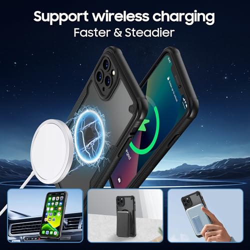 Teayoha for iPhone 11 Pro Max Case, Translucent Matte Back Compatible with Magsafe Magnetic Slim Shockproof Protective Case with Lanyard Strap Phone Cover 6.5-inch, Black - Image 3