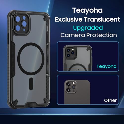 Teayoha for iPhone 11 Pro Max Case, Translucent Matte Back Compatible with Magsafe Magnetic Slim Shockproof Protective Case with Lanyard Strap Phone Cover 6.5-inch, Black - Image 4