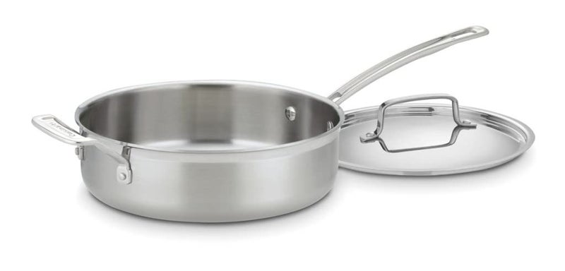 Cuisinart MCP3324HN MultiClad Pro Stainless 312Quart Saute with Helper and Cover Skillet 35Quart Saut Pan wHelper Cover