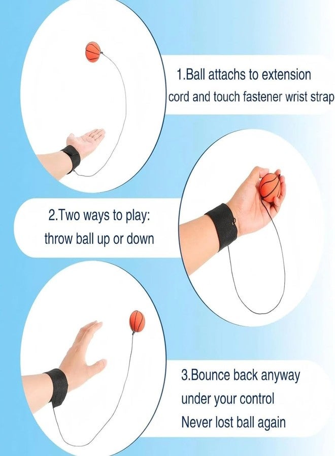 FEXXA Wrist Return Ball Wrist Band Ball Rubber Rebound Sports Bouncy Basketball Baseball Soccer Ball Wristband Toys for Wrist Exercise Sports and Children or Adults (1.85 Inch) (10-Quantity) - Image 4