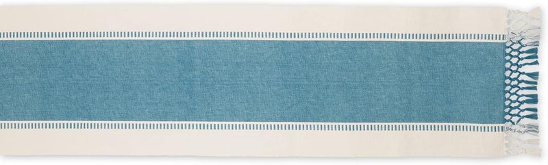 DII Dobby Stripe Woven Table Runner, 13x72 (13x77.5, Fringe Included), Storm Blue - Image 2
