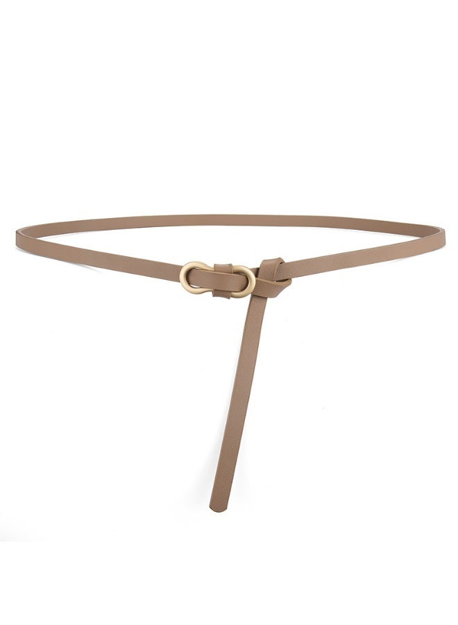 xozgdovg Popular belt womens high-grade fashion all-match dress shirt decorative suit Girls simple thin belt Khaki 