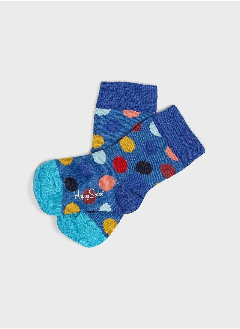 Happy Socks Kids 2 Pack Big Dot Crew Socks
