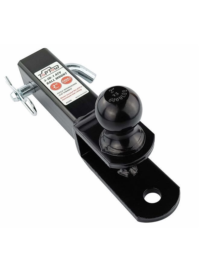 TOPTOW ATV/UTV Trailer Hitch Towing Ball Mounts, 2-Inch Ball, Clevis Pin, Fits 2-Inch Receiver - Image 1