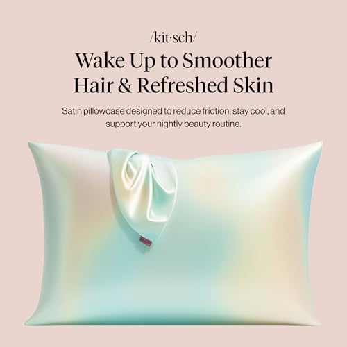 Kitsch Satin Pillowcase with Zipper for Hair Skin Softer Than Silk Pillow Cases Smooth Cooling Satin Pillow Case WrinkleFree Machine Washable Pillow Cases Standard Size 19x26 Aura 2pcs - Image 3
