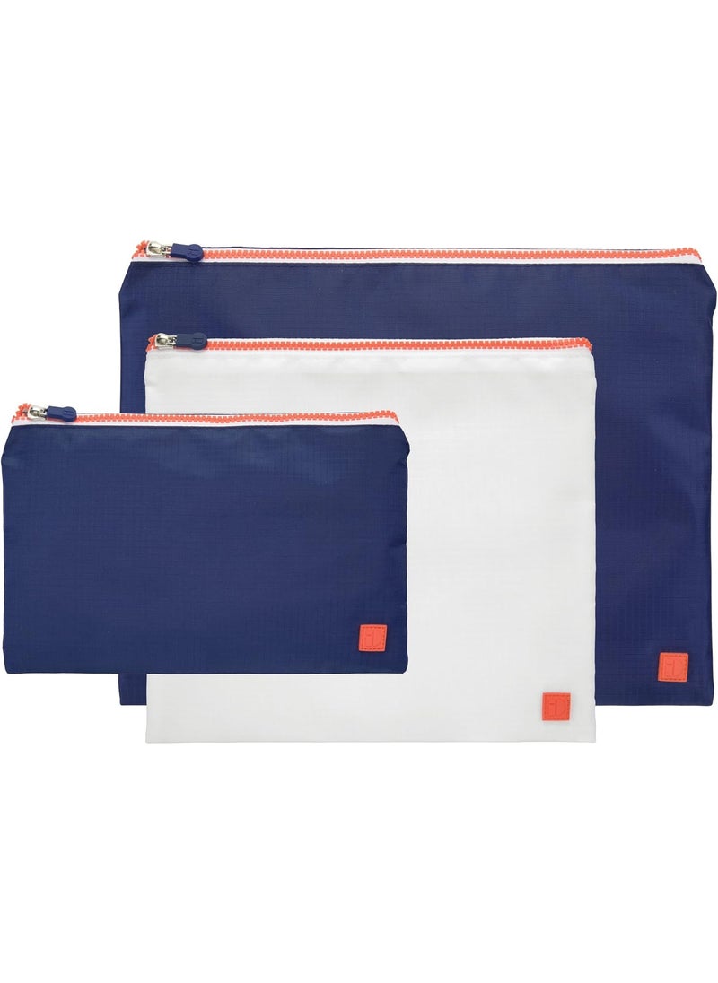 InterDesign iDesign Packing Pouches (Set of 3) Navy/Orange Travel Bag, 3 Count 