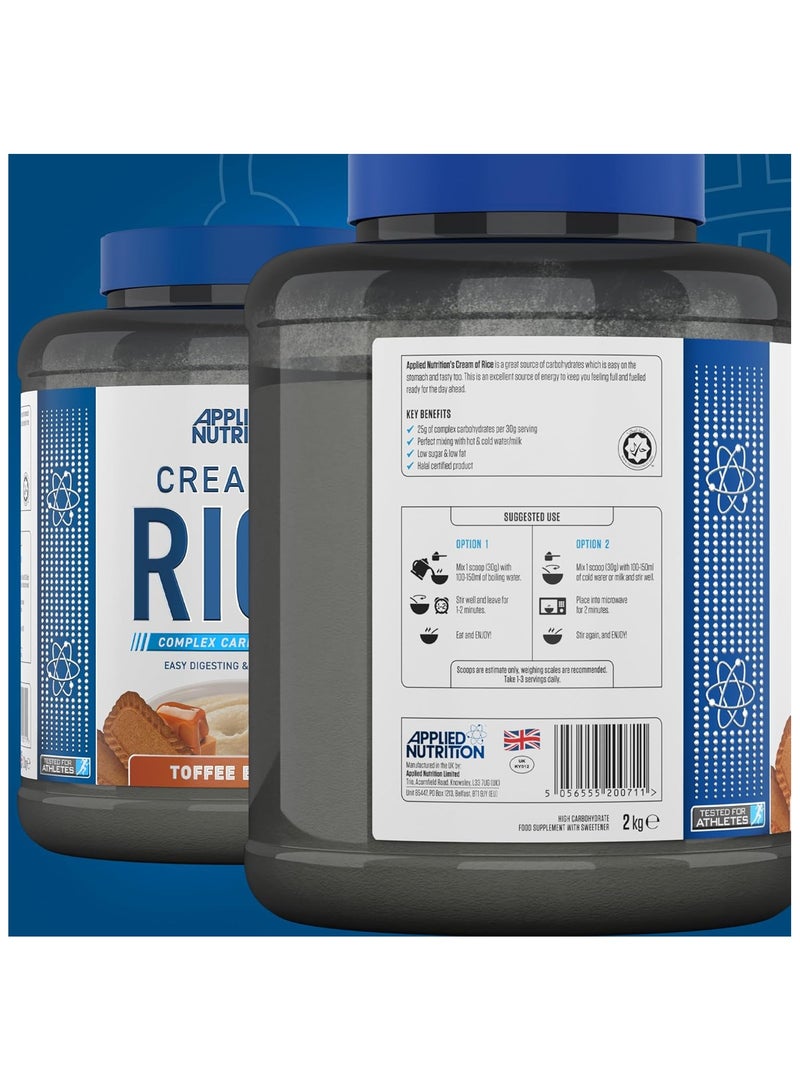 Applied Nutrition Cream of Rice High Carbohydrate Supplement Toffee Biscuit 2 kg - Image 2