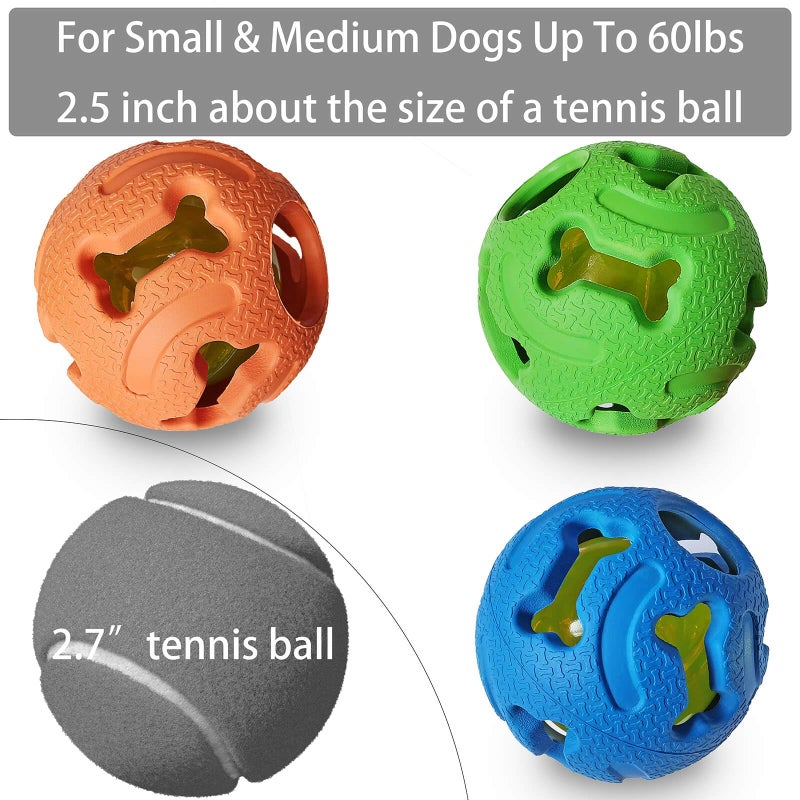 Leejec Dog Toys, 2.5" Interactive Light up Balls, Chew Toys for Medium and Small Breed, Rubber Durable Fetch Training Balls, Pet Birthday Gift, 3-Pack - Image 2