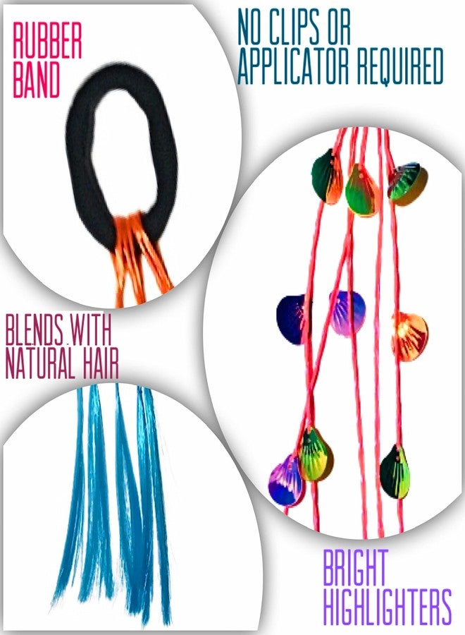 Quarya Rubber Band Hairbands with Artificial Hair Streaks Bright Coloured Highlighter Synthetic Hair Extensions for Colourful Highlighting Hair Accessories for Girls and Women (Pack of 3) - Image 5