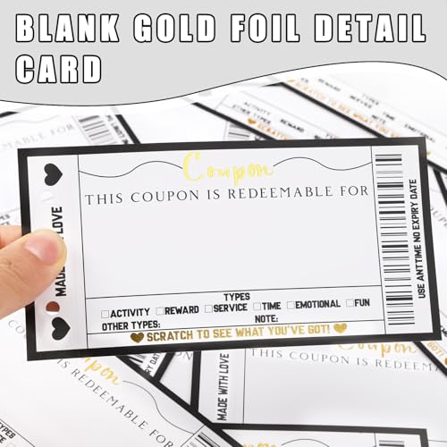 JULEASEL Scratch off Blank Coupon Book for Him Her on Any Occasion, 30 Vouchers Booklet Custom Gifts for Boyfriend, Girlfriend, Mom, Dad, Wife, Husband, Best Friend, Business - Image 2
