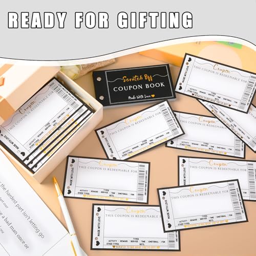JULEASEL Scratch off Blank Coupon Book for Him Her on Any Occasion, 30 Vouchers Booklet Custom Gifts for Boyfriend, Girlfriend, Mom, Dad, Wife, Husband, Best Friend, Business - Image 5
