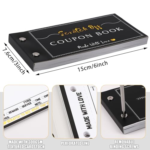 JULEASEL Scratch off Blank Coupon Book for Him Her on Any Occasion, 30 Vouchers Booklet Custom Gifts for Boyfriend, Girlfriend, Mom, Dad, Wife, Husband, Best Friend, Business - Image 4
