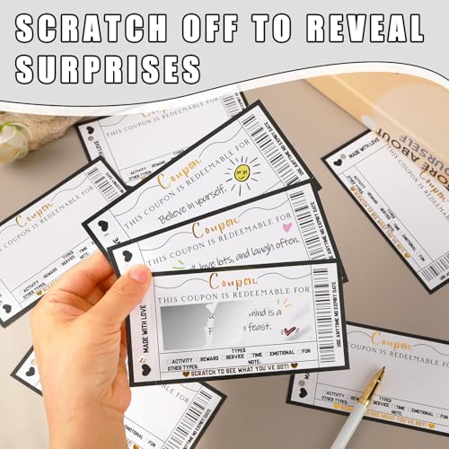 JULEASEL Scratch off Blank Coupon Book for Him Her on Any Occasion, 30 Vouchers Booklet Custom Gifts for Boyfriend, Girlfriend, Mom, Dad, Wife, Husband, Best Friend, Business - Image 3
