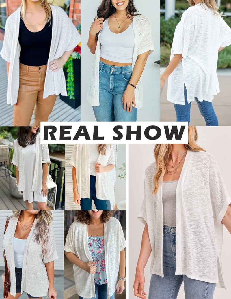 Yekaty Short Sleeve Cardigans Lightweight Summer White Cardigan Dressy Womens Kimonos for Summer Bathing Suit Cover Up - Image 4