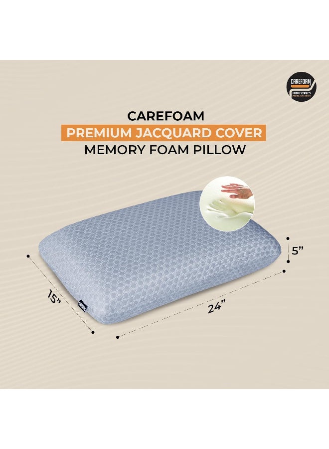 CareFoam وسادة CareFoam الطبية من رغوة الذاكرة للنوم المريح، تخفيف آلام الرقبة والكتف مع غطاء جاكار رمادي قابل للإزالة 24 x 15 x 5 بوصة عبوة من 1 - Image 2